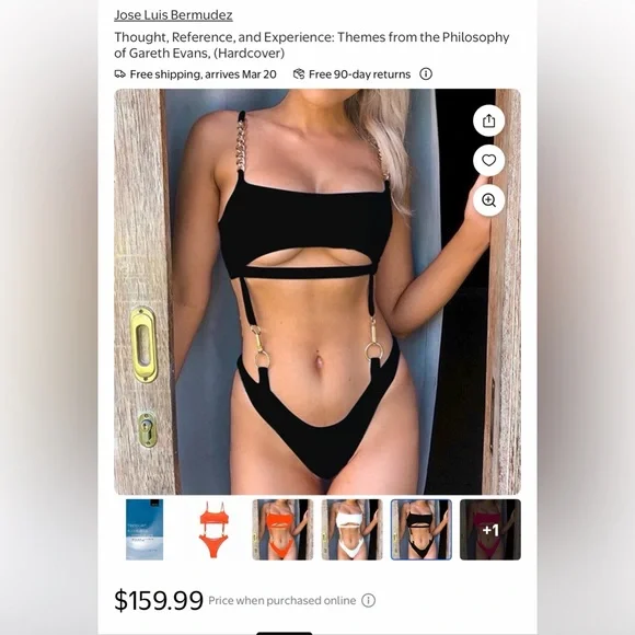 New Black Bikini Swimmer One piece Swimsuit Bathing Suit size S - Picture 2 of 8